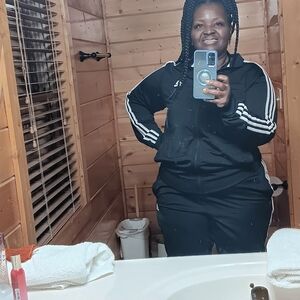 Adidas Black Track Suit with White Stripes